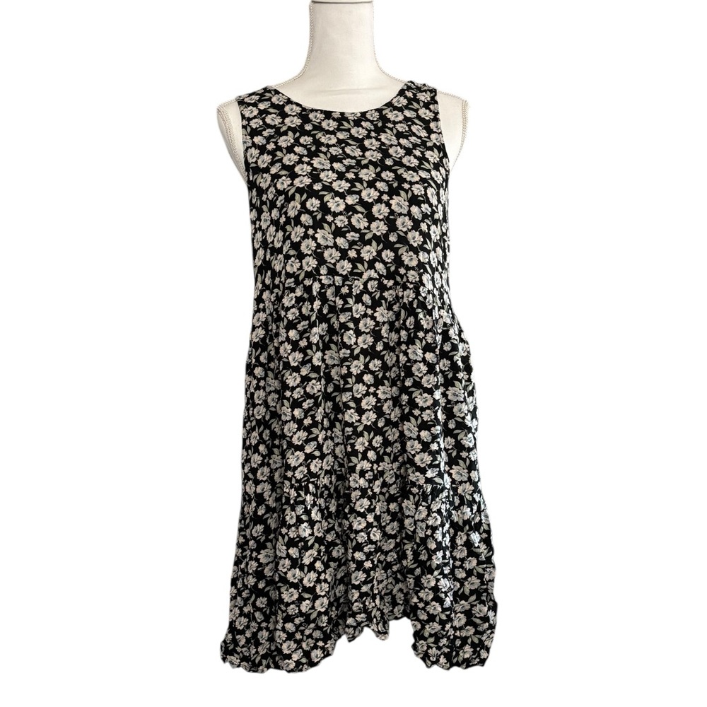 NWT American Eagle Tie-Back Midi Dress Black Floral Size M
